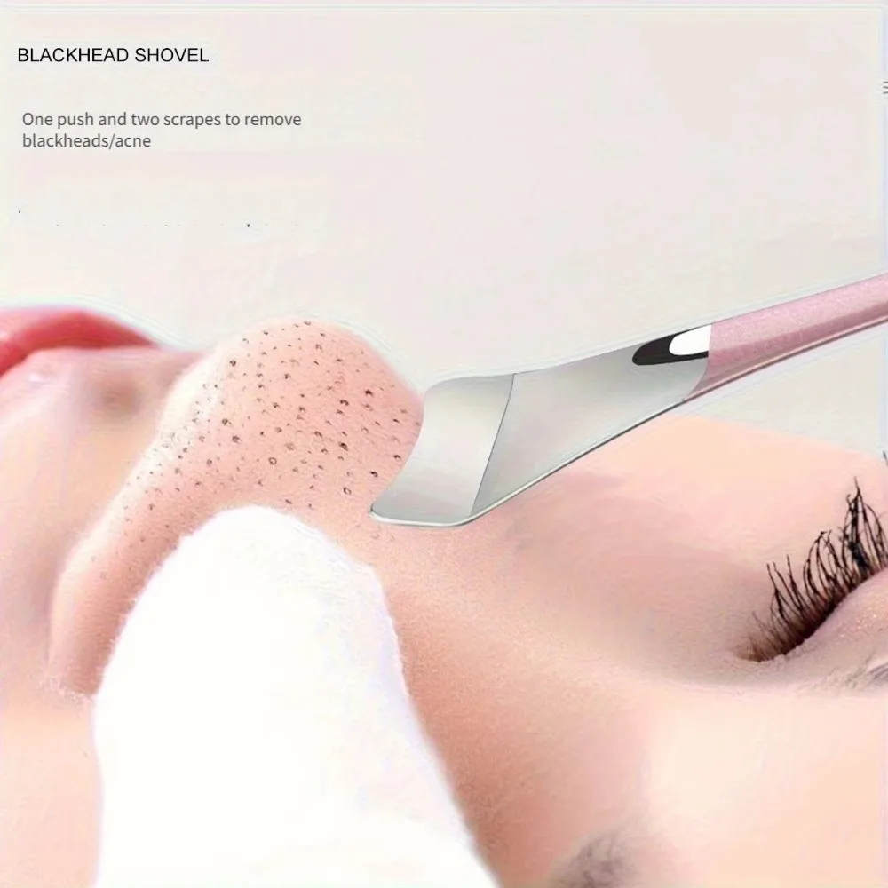 Nettoyeur de pores de la peau en acier inoxydable, sans parfum, outil d'élimination des points noirs à Long manche, sans électricité, outil de soins de la peau