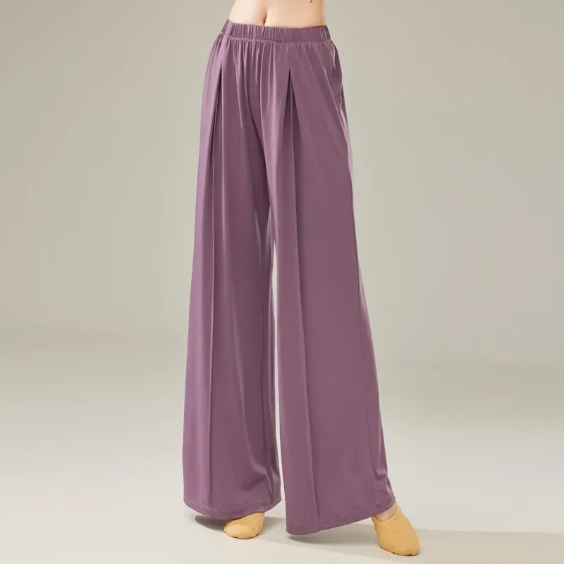 Pantalones de baile, ropa de práctica de danza clásica, pantalones profesionales elegantes de pierna ancha para mujer, ropa de danza moderna, ropa para el cuerpo