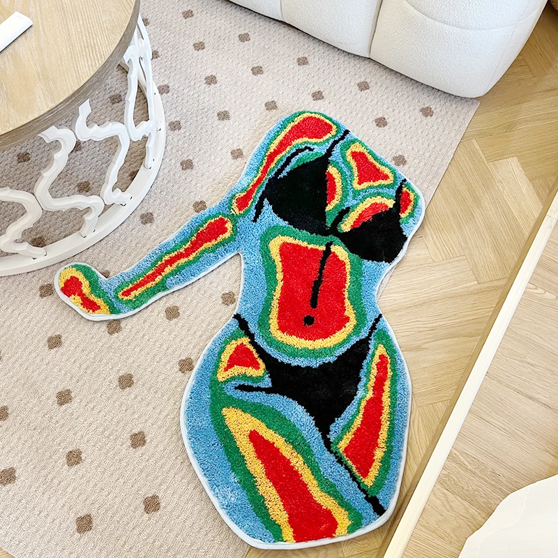 Colorful Female Body Shape Tufted Rug Aesthetic Home Warm Decor Carpet Plush Fluffy Soft Multiple Color Home Decor Living Room