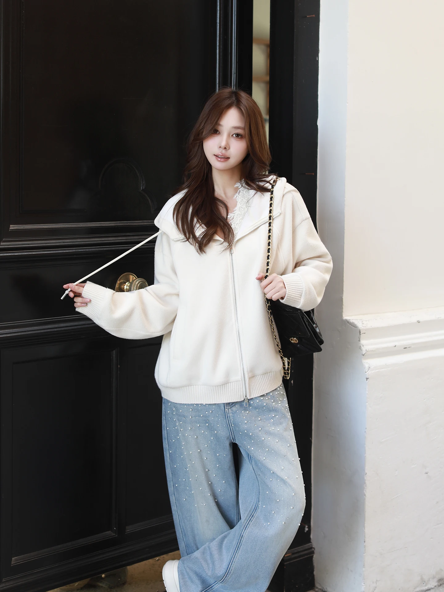 

Толстовка с капюшоном из флиса с эффектом облачного мягкости, повседневная верхняя одежда, модная, для поездок на работу, с длинными рукавами