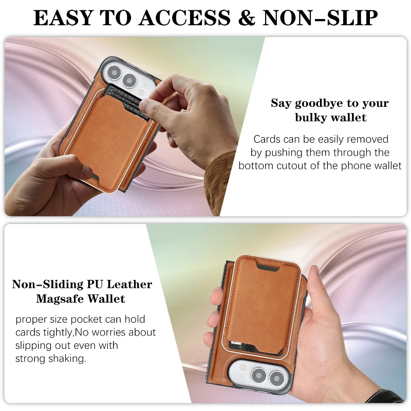 For Magsafe Magnetic Wireless Charging Magnetic Wallet Card Slot PU Leather Fold Phone Case For iPhone Ultra Bumper Back Cover view 5