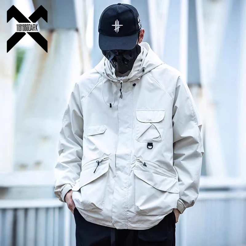 

2023 Autumn Tactical Hood Jackets Men Functional Multi Pockets Jacket Windbreaker Hip Hop Streetwear Coat Men Clothing Techwear