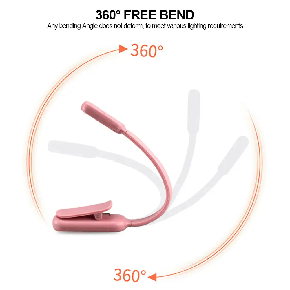 USB كتاب صغير LED ضوء الليل ، سطوع قابل للتعديل ، كليب على ، دراسة ، مصباح القراءة ، قابلة للشحن للسفر ، غرفة نوم ، 3 ألوان