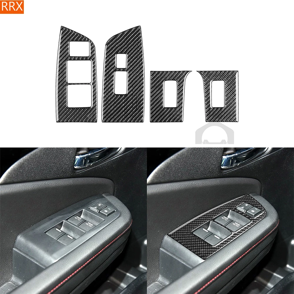 

For Honda Ridgeline 2017 2018 2019 2020 Windows Control Lift Panel Cover Real Carbon Fiber Sticker Car Interior Trim Accessories