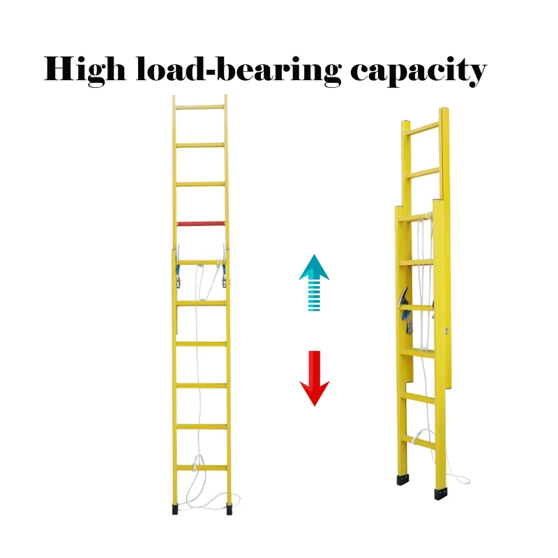 モダンデザインの黄色いグラスファイバー製伸縮はしご、屋外および倉庫に適したはしご