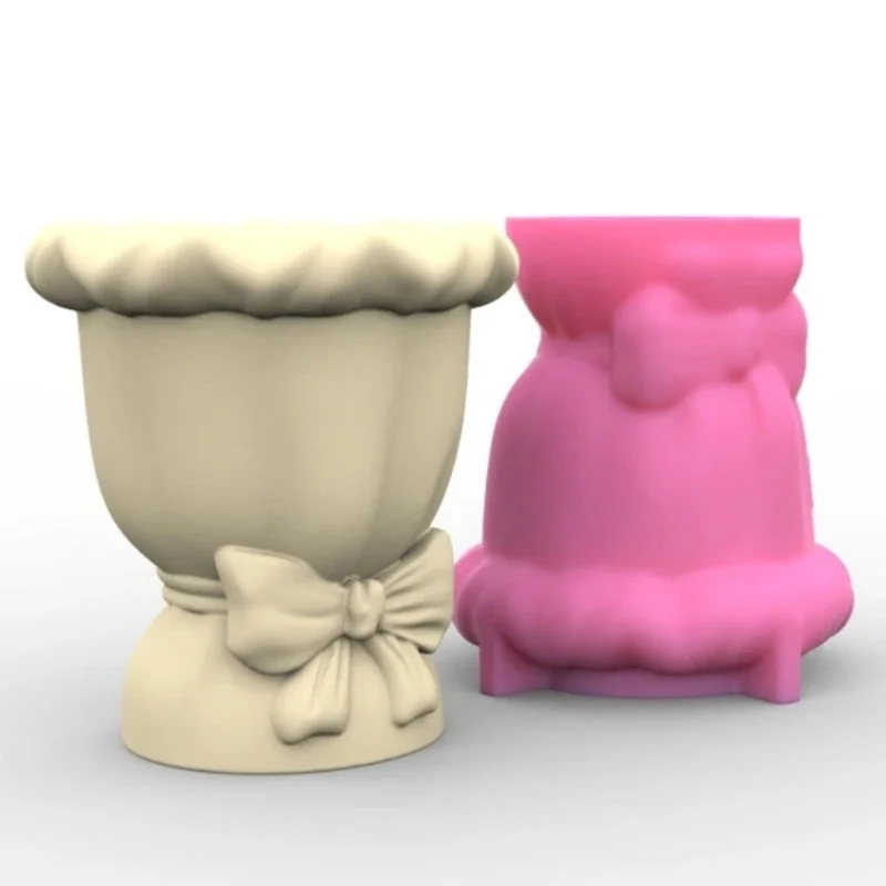 

Elegant Bowknot Pots Silicone Mold Bowknot Shaped Planter Silicone Mold Cement Creation Moulds