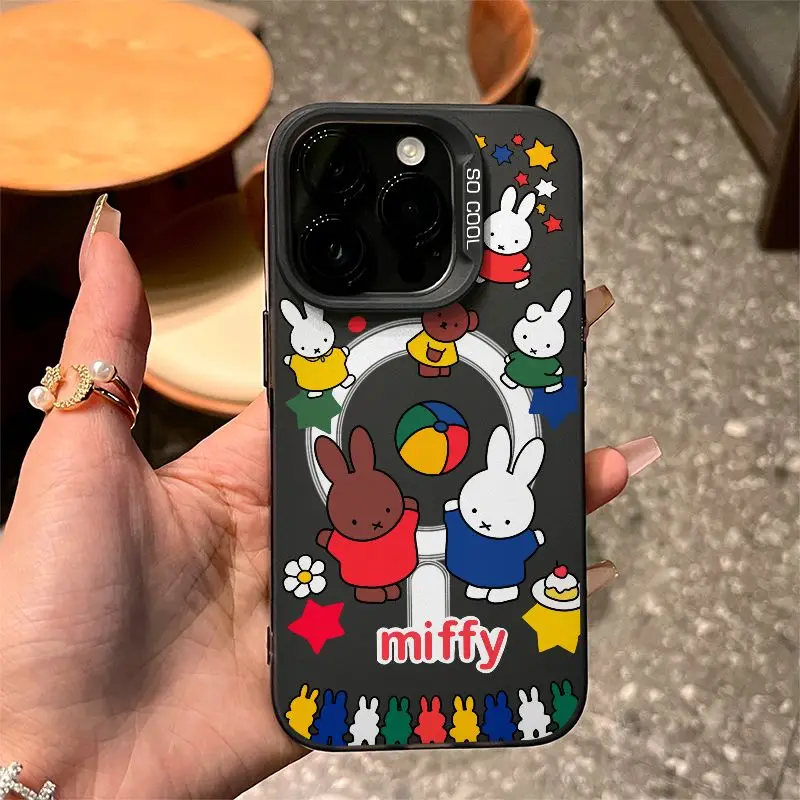 New Kawaii Miffy Phone Case Cartoon Cute Graffiti Soft Shell Anti Drop Suitable for IPhone 16 15 14 13 12 11 X PRO MAX