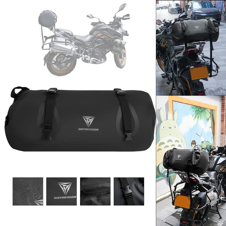Juego De 2 Alforjas De Cuero PU Para Motocicleta De 16 Litros - Impermeables, Con Cuerda Ajustable, Compatibles Con V Star 250 Y Modelos Universales