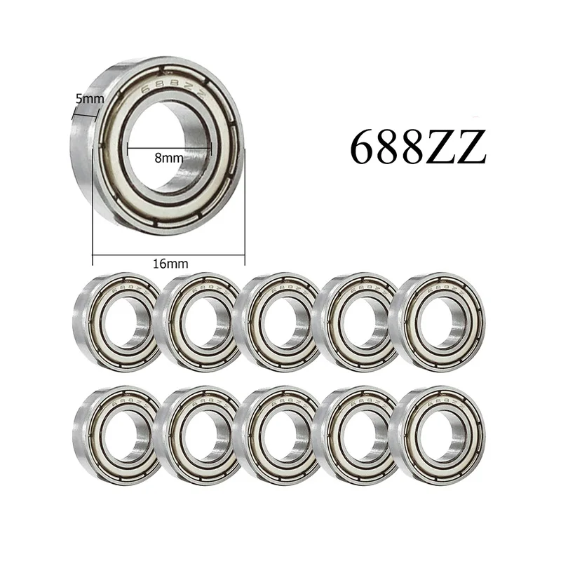 1-200pcs/Lot High Precision 688ZZ Deep Groove Ball Bearings 8x16x5mm Bearing Steel for 8mm Threaded ACME Rod,3D Printer