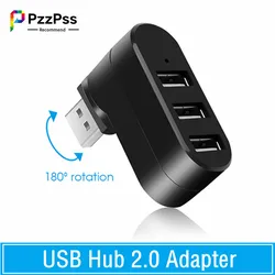 PzzPss-Hub USB 2,0, adaptador giratorio de alta velocidad, divisor de lector de disco U, 3 puertos USB 2,0 para ordenador, PC, portátil, Mac, Mini Accesorios