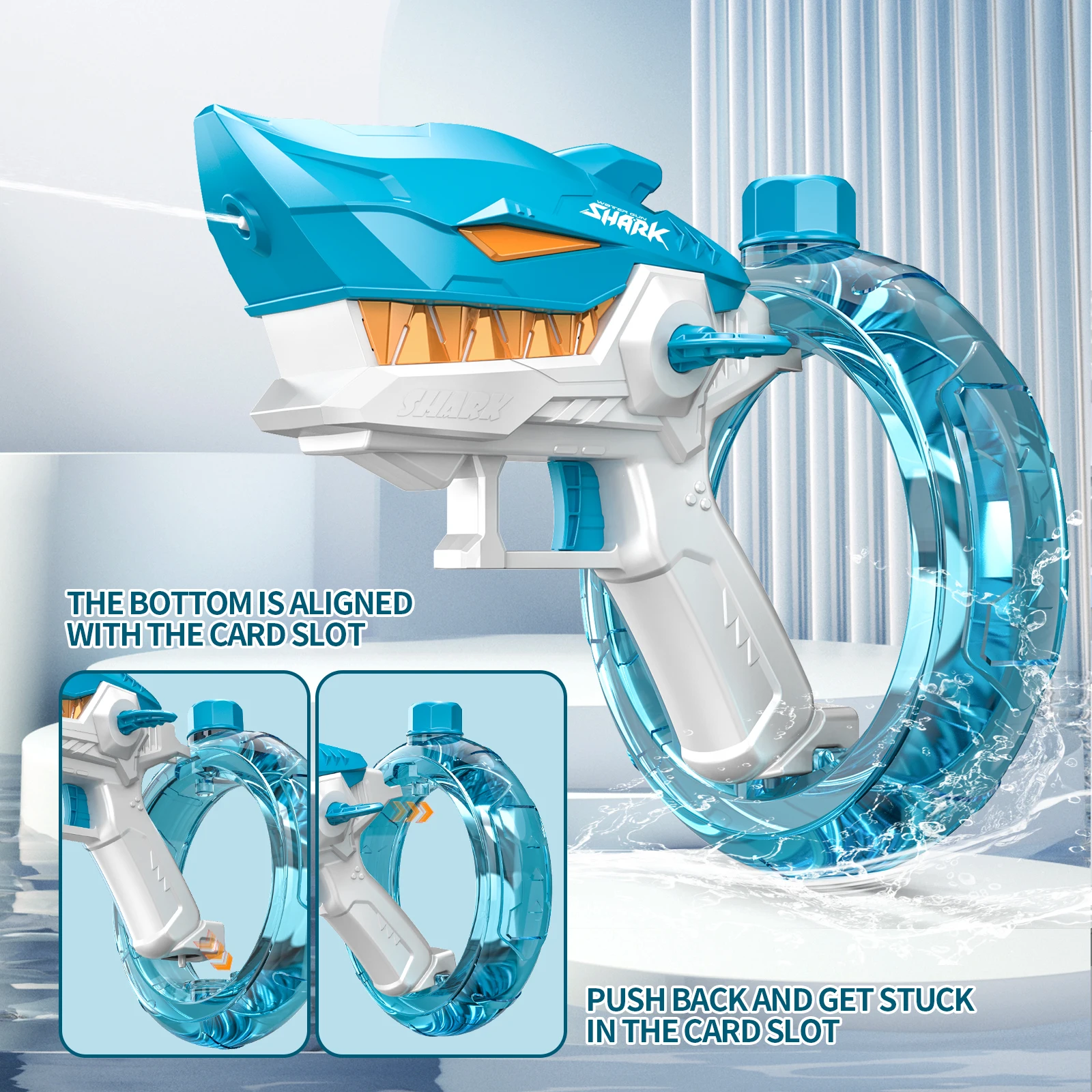 2024 New Poly Ring Electric Repeater Water Gun Toys for Children Spraying High Pressure Mechanical Shark Splash Water Festival