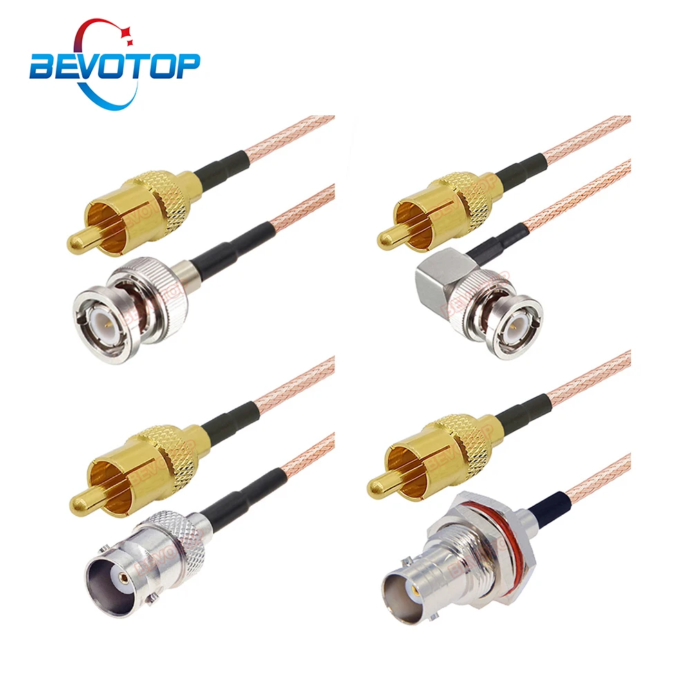 RG316 BNC na kabel RCA BNC męski/żeński na złącze męskie RCA RG-316 50 Ohm RF koncentryczny przedłużacz pigtailowy Adapter wideo