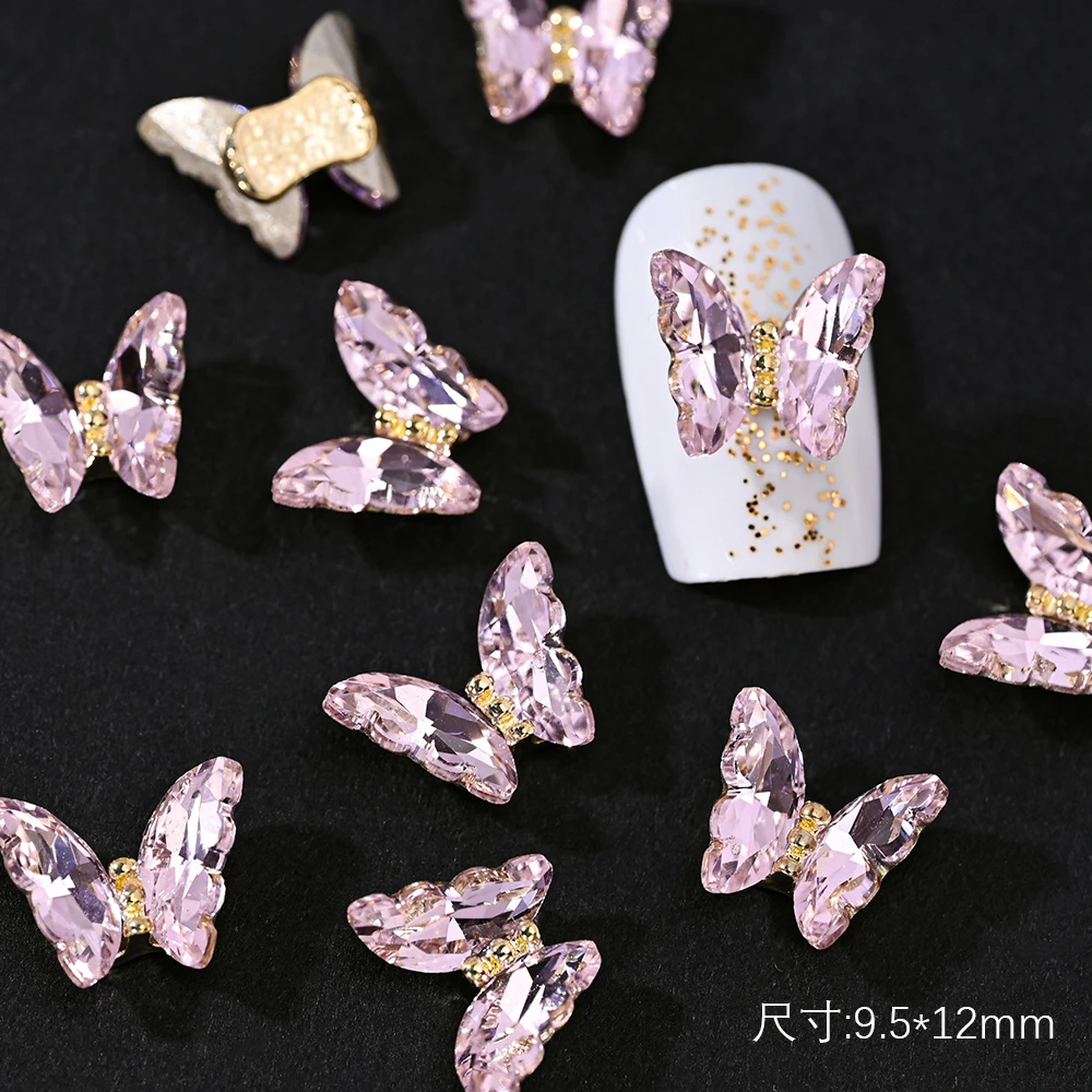 10 st 3D kristal Vlinder Nagel Sieraden AB Aurora Legering Zirkoon Steentjes Vlinder Nail Art Charms DIY Manicure Decoratie Deel