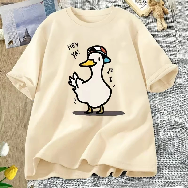 Hey Ya Dancing Subaru Duck T-shirt Women Men Funny Cartoon Duck Printed T Shirt Cotton Summer Tees Streetwear Womans Clothing