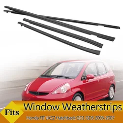 4PCS Car Outer Windows Rubber Weatherstrip Door Strip Sealing Belt Moulding Trim For Honda FIT JAZZ Hatchback GD1 GD3 2003-2007