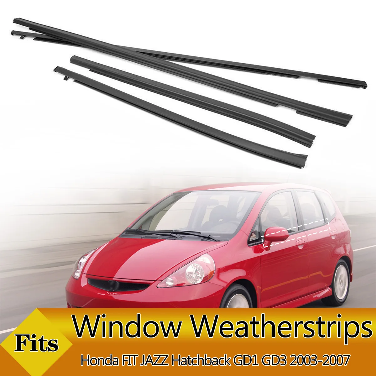 4 SZT. Gumowe uszczelki okienne samochodowe, listwy uszczelniające drzwi, listwy ozdobne do Honda FIT JAZZ Hatchback GD1 GD3 2003-2008