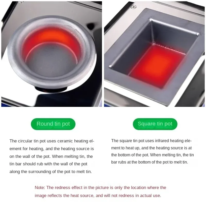 High Temperature Solder Tin Furnace Digital Display Lead-freeSteel Square Round Constant Temperature Melting Tin