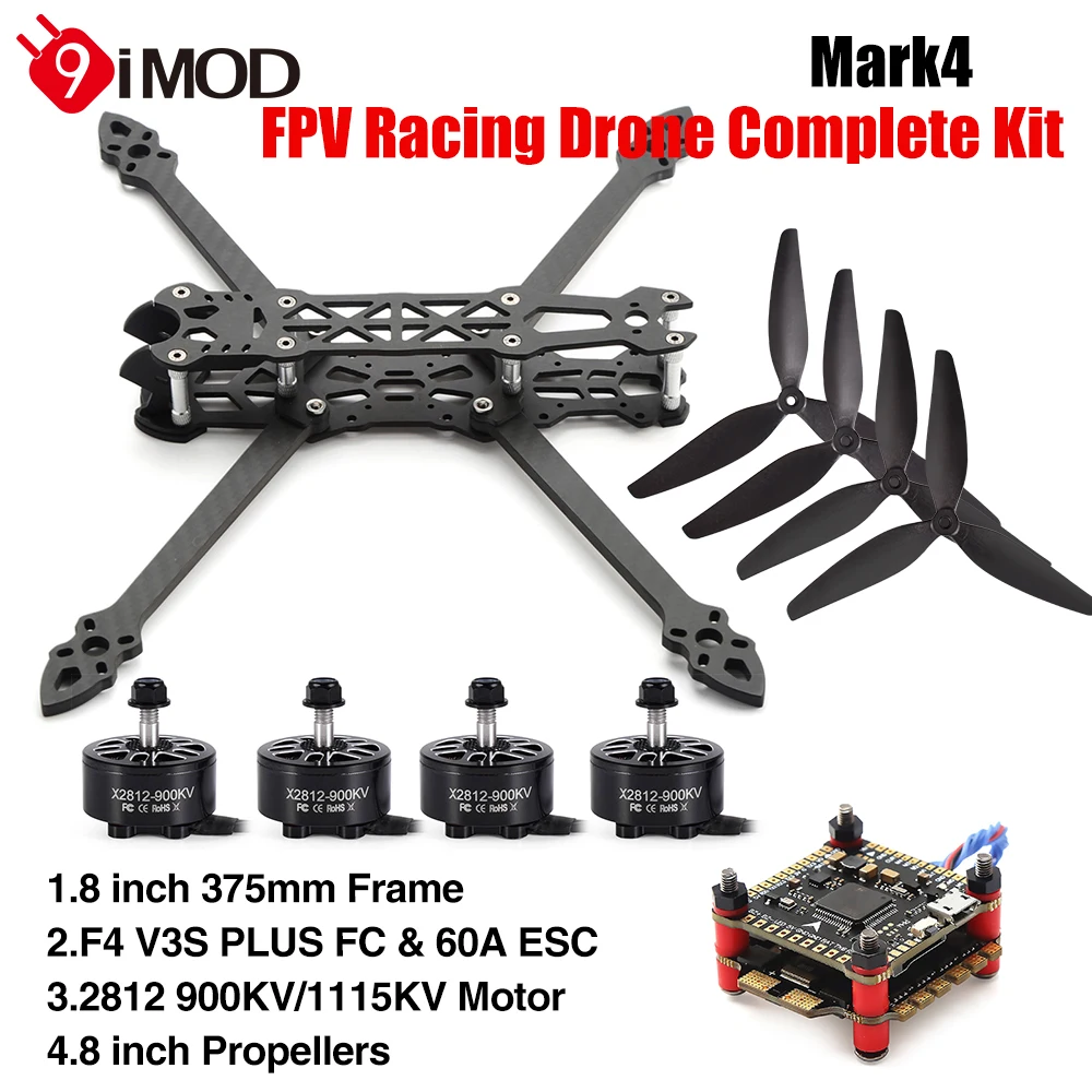 

9IMOD Mark4 Frame X2812 900/1115KV KV Brushless Motor Propeller for FPV 8" Long Range Drone