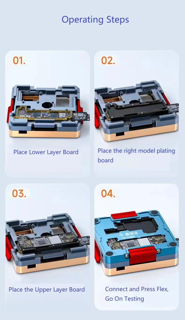 Xinzhizao-iSocket Motherboard Layered Tester Fixture, Função Logic Board, Titular teste rápido, iPhone X, XS, 11, 12, 13, 14, 15Pro Max