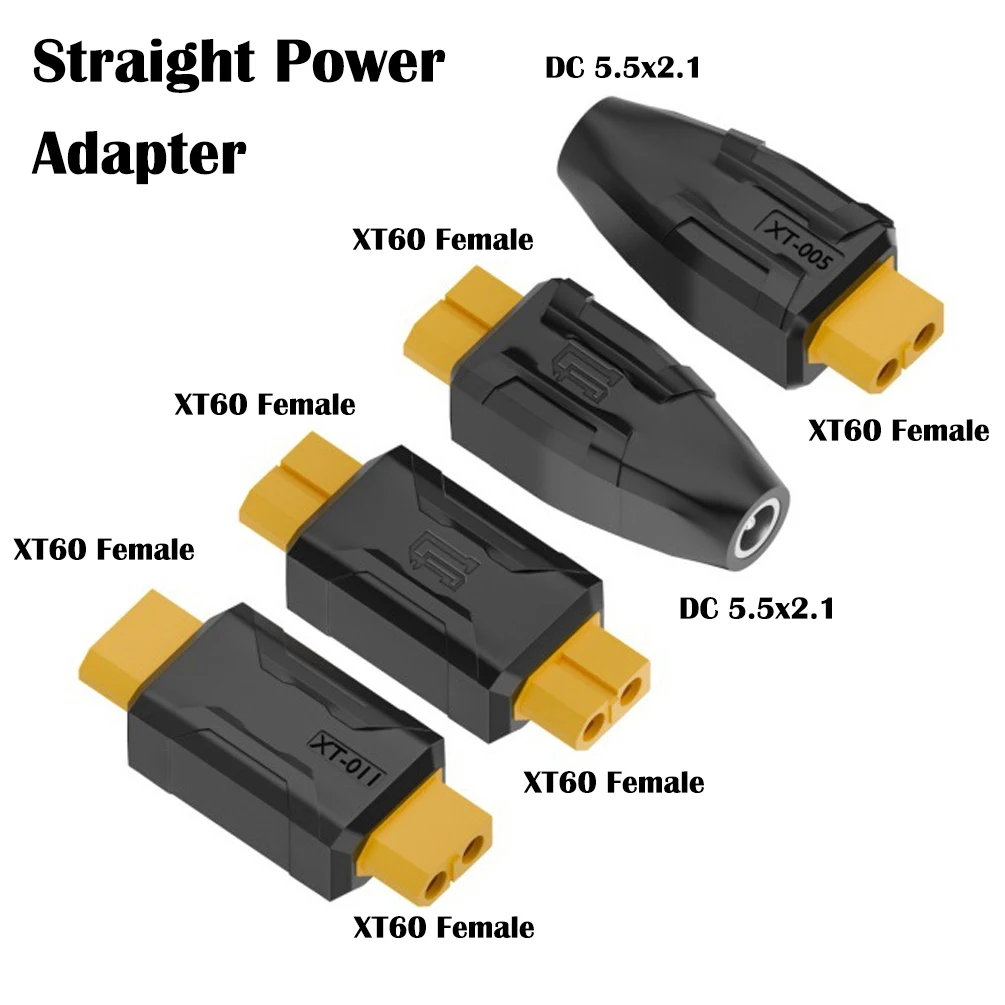 1PCS XT60 Female‑Female XT60 to DC5.5x2.1 Female Straight Coupler Adapter Bidirectional Power Convert Connector for RC Model