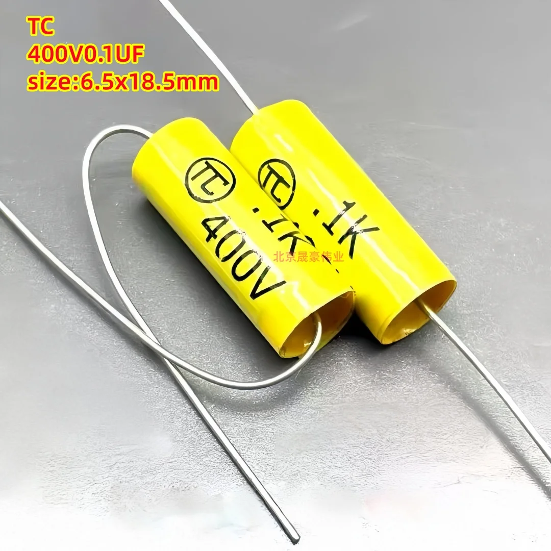 20pcs  TC CBB MKP 0.1uf 100nf 104 400v 2G axial audio coupling infinite film capacitor size:6.5x18.5mm