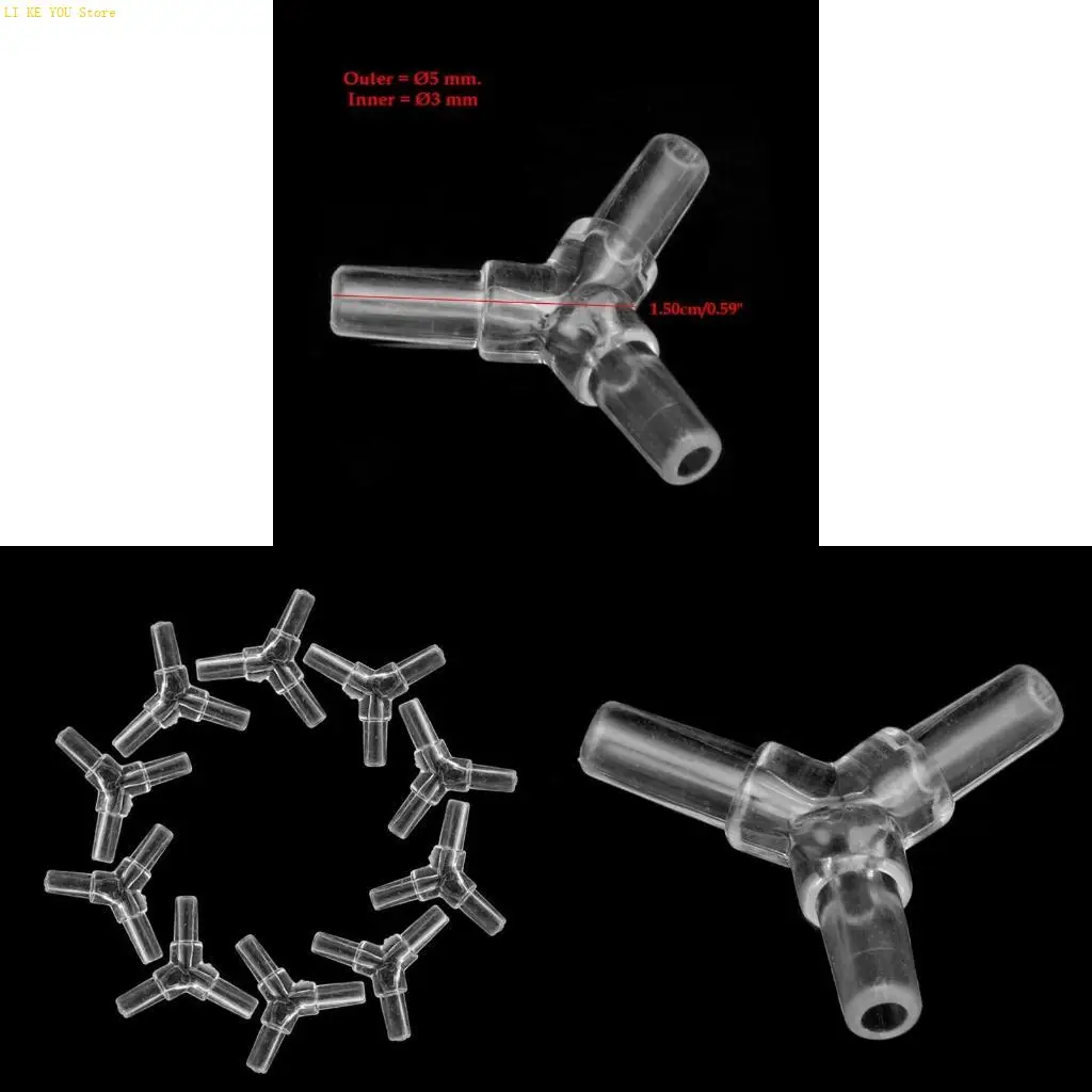 W3JE Fish for Tank Aquarium Control Valves Splitter Plastic Connector 3 Way for Air P