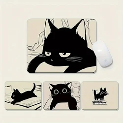 Black Cat Mousepad ขนาดเล็กโต๊ะคอมพิวเตอร์สํานักงานตารางแป้นพิมพ์เมาส์ขนาดใหญ่ Pad แล็ปท็อปเบาะลื่น Deskpad Home Decor