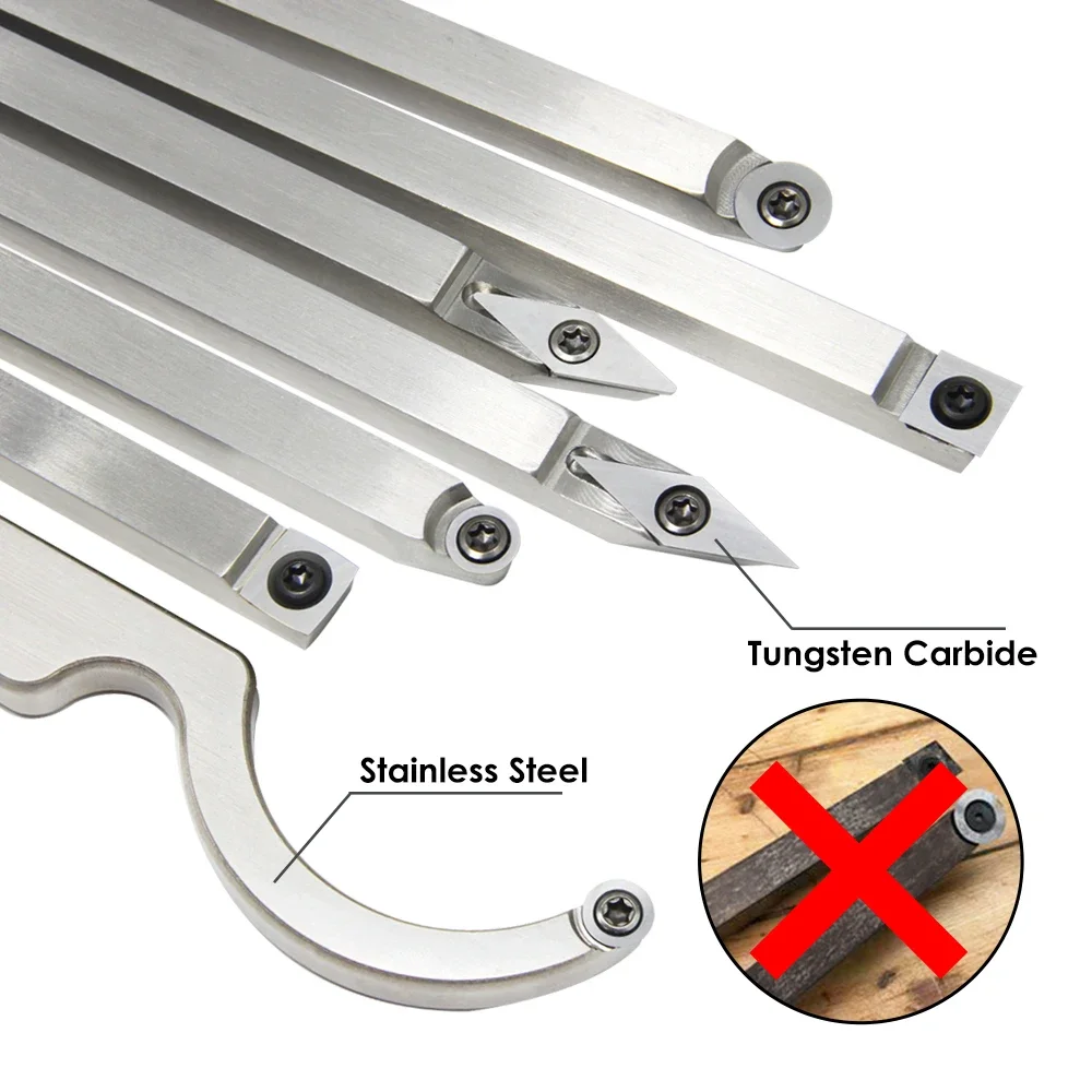 TASP karbür Insert kesici Woodturning aracı kuğu boyun ahşap dönüm keski bıçak & alüminyum sap için ahşap tornası makinesi