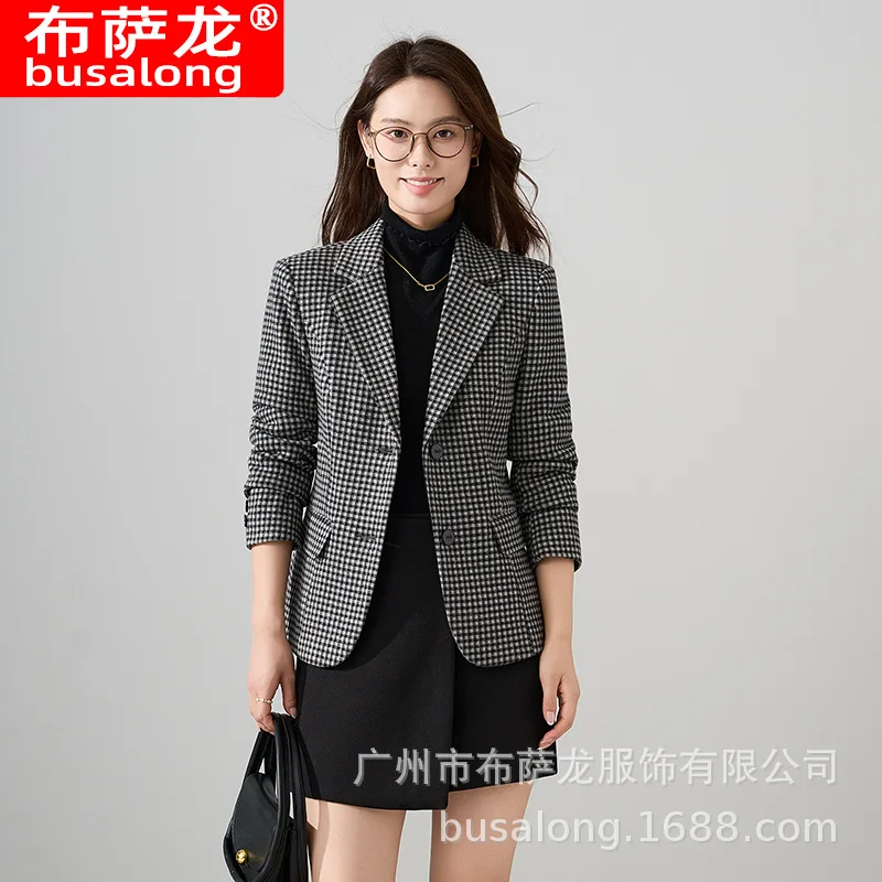 2025년 신상 우아한 패션 정장 캐주얼 여성용 긴 소매 프로페셔널 스몰 블레이저 포멀 여성용 싱글 재킷 워크웨어25618