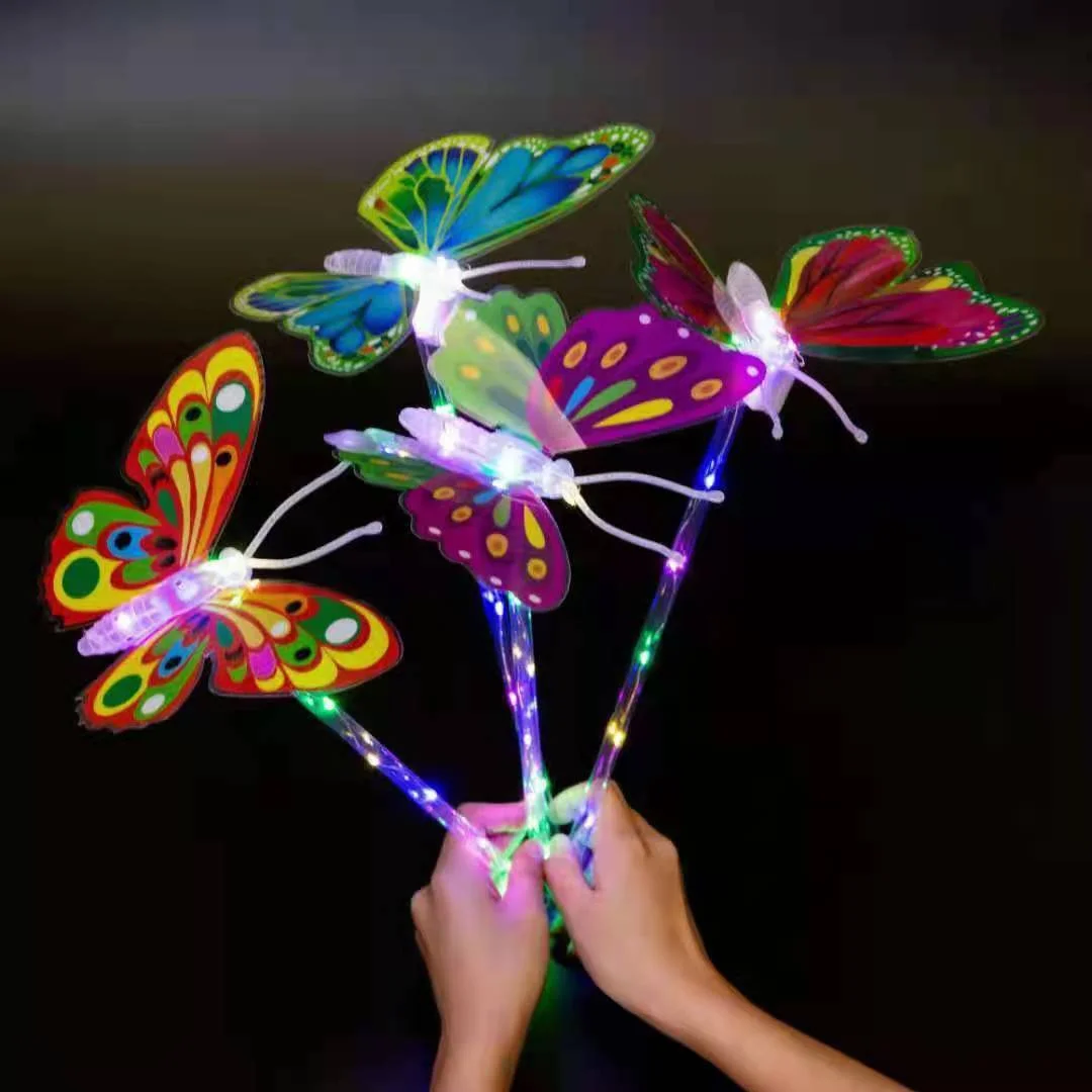 

Color Electric Shining Butterfly Flying Wing Stick LED Flash Glow Magic Star Fairy Wand Light Luminous Glitter Gift Toy for Kid