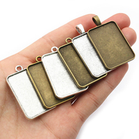 5pcs Fits 23x33mm Cabochons Rectangle Pendant Blank Base Setting Bezel Tray Single/Double Side DIY Jewelry Accessories Findings