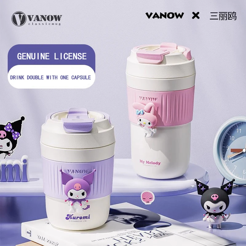 

Sanrio мультфильм Куроми/Мелодия керамическая/нержавеющая сталь термокружка для кофе для девочек сопровождающая 2024, студенческая кружка для воды, Рождественский подарок