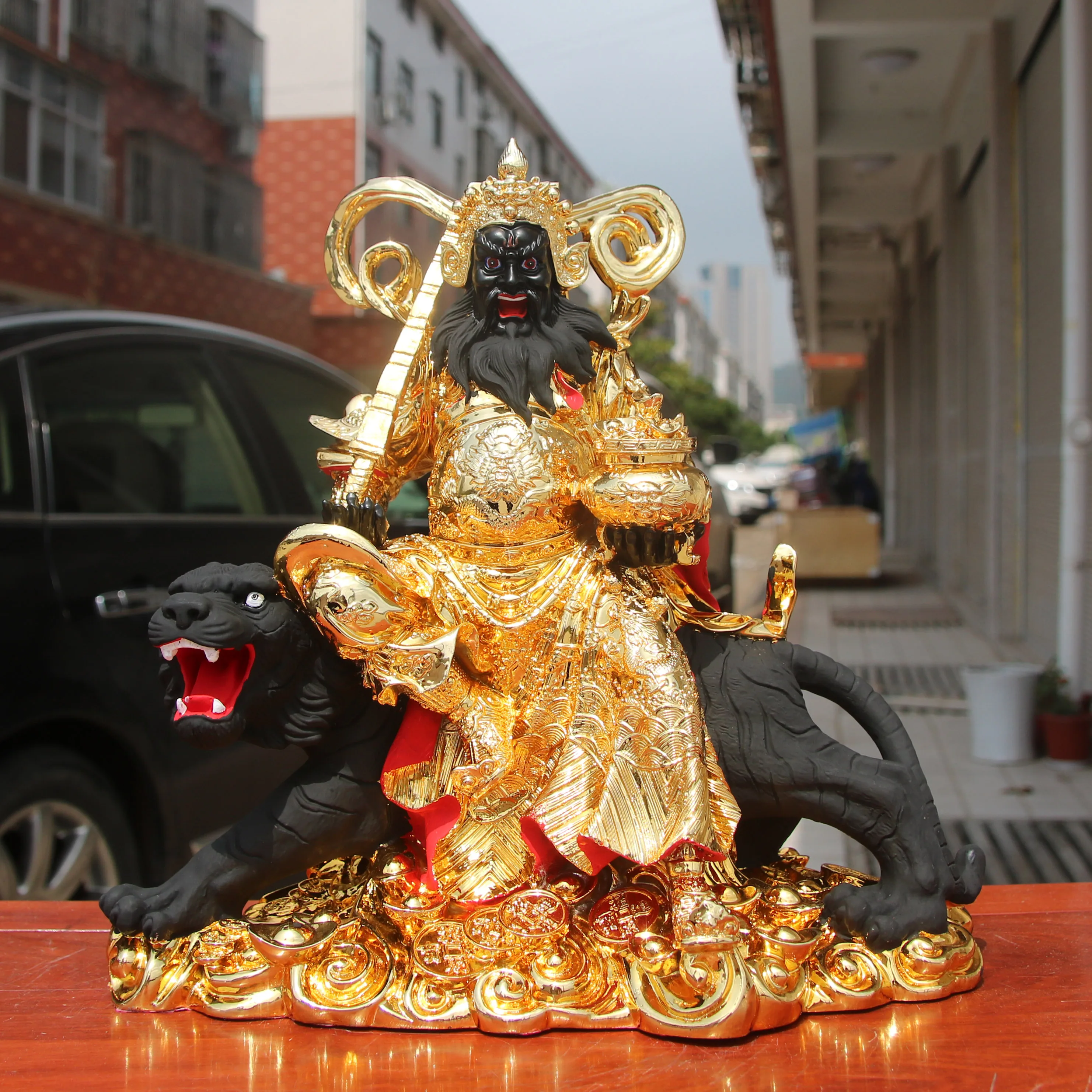 30CM Large Asia Home store COMPANY talisman exorcise evil spirits Wealth God good luck CAI SHEN ZHAO GONGMING gilding statue