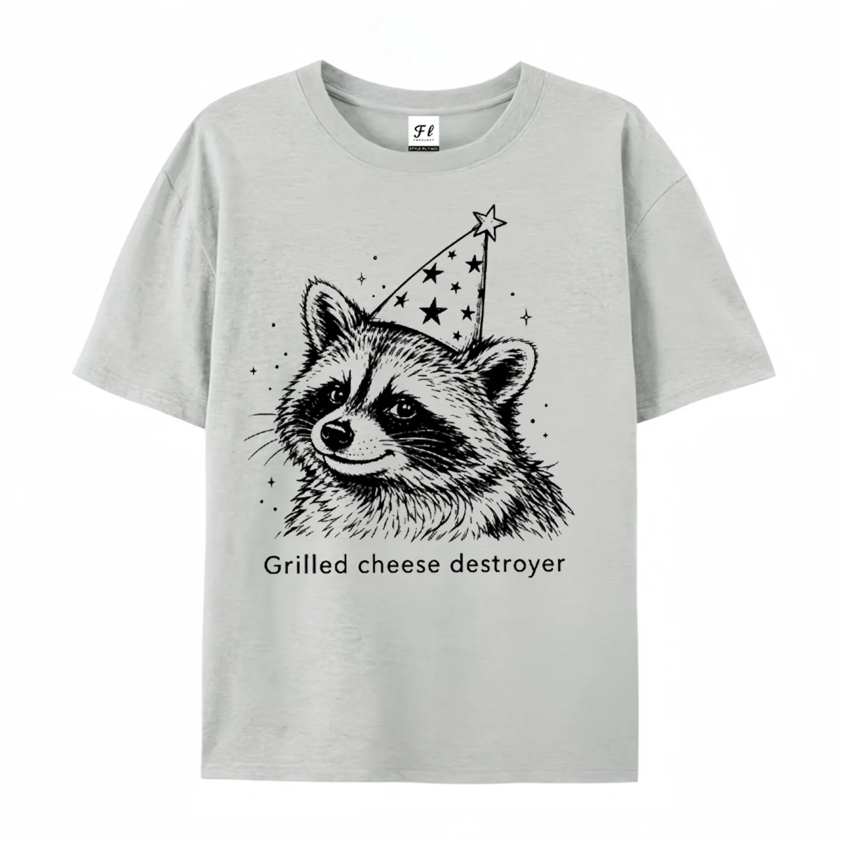 Party Hat Raccoon Graphic T‑Shirt Grilled Cheese Destroyer Funny Meme Animal Print Short Sleeve Tops Casual Humor Unisex Tee For