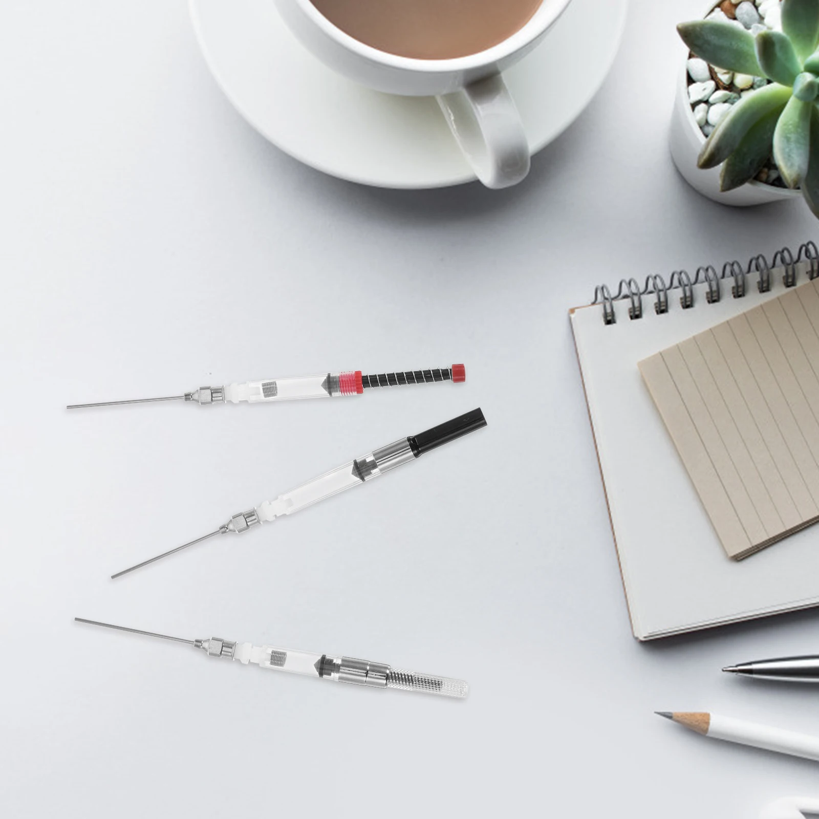 

6pcs Fountain Pen Converter 3.4mm 2.6mm Ink Fill Assistant Student Pen Absorber Syringe Device Stationery Supplies Stainless