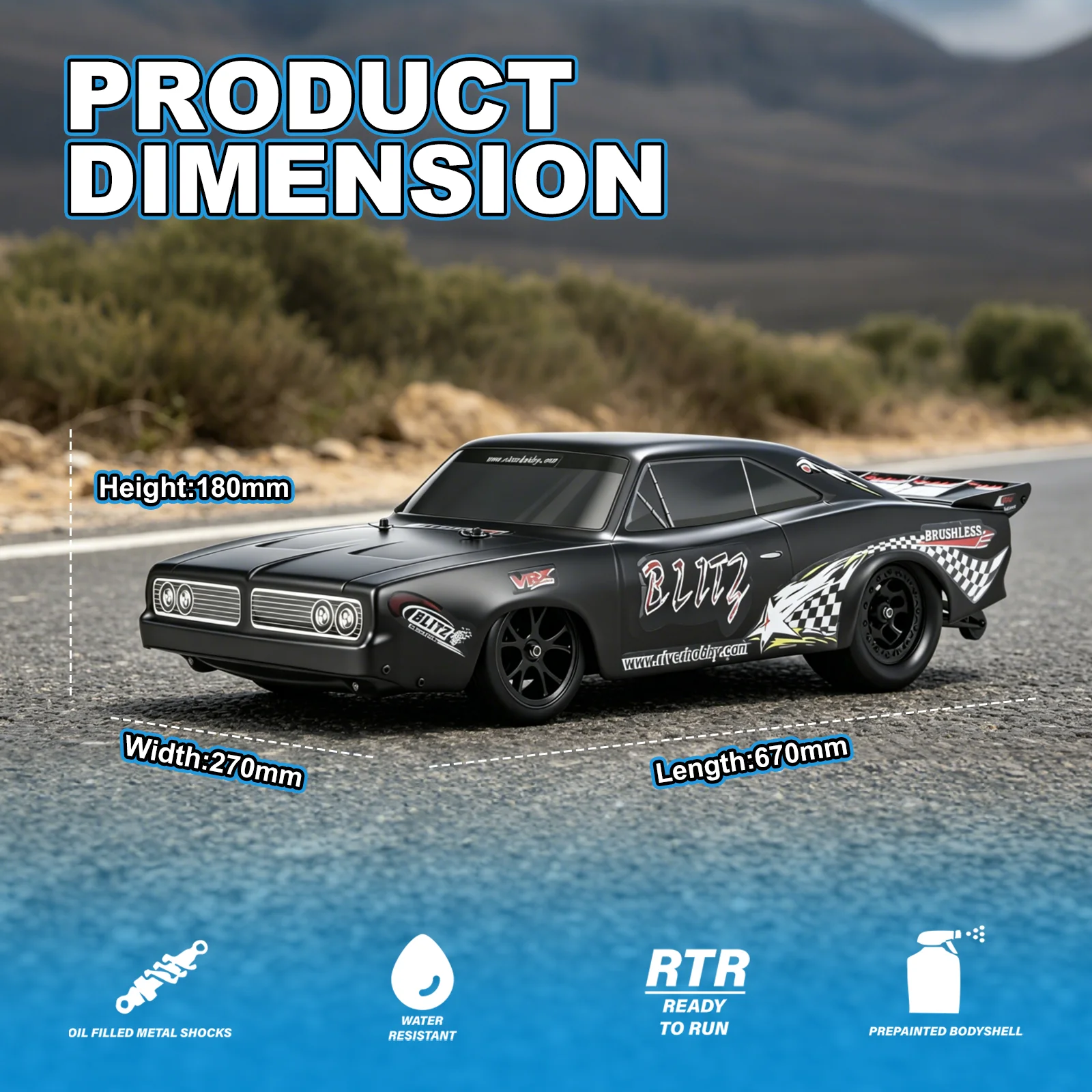 Professional High Speed Electric Brushless 2WD Rc Car VRX Racing Blitz Drag 2.4G Radio Control Toy for Children Adults