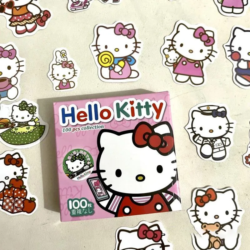 Kawaii Sanrio Hello Kitty Stickers Cartoon Hand Account Desktop Notebook Decoration Students Birthday Creative Gift Peripheral