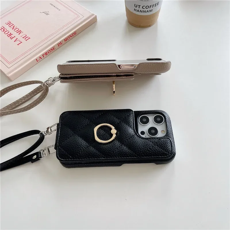 Etui na telefon ze skórzanym portfelem Crossbody na IPhone 13 12 Mini 15 14 11 Pro Max XS XR 8 7 Plus pokrowiec odporny na wstrząsy