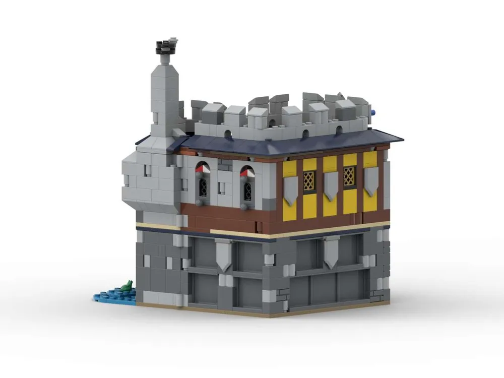 MOC-modelo de molino de agua de vista de calle Medieval europea, bloques modulares de construcción, ideas creativas DIY, juguete para niños, regalo de cumpleaños, 2024