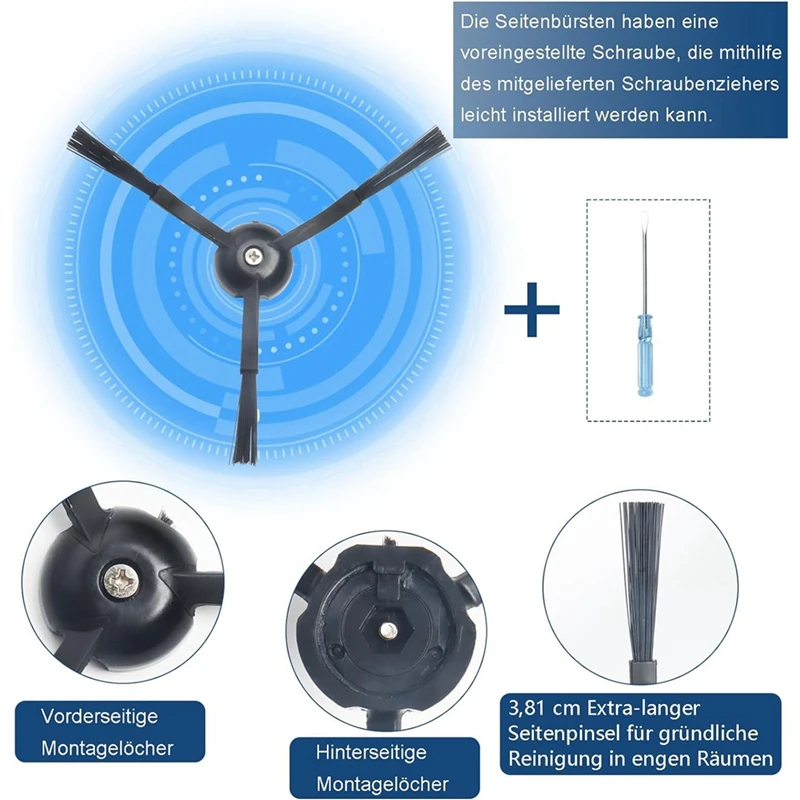 الفرشاة الرئيسية، الفرش الجانبية، قطع غيار بلاستيكية لمرشحات HEPA لملحقات روبوت المكنسة الكهربائية Roborock Q Revo/Roborock P10