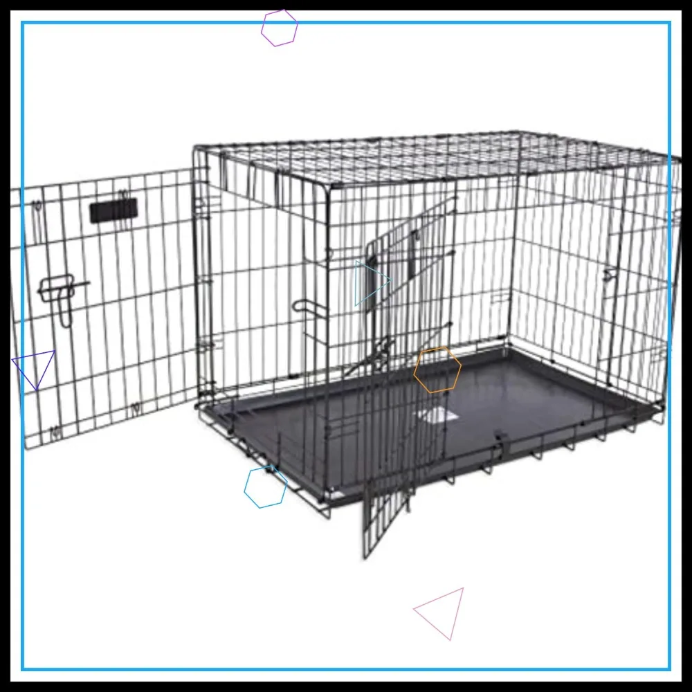 

42 Inch Two Door Wire Dog Crate for Pets 70-90 lbs, Secure 5-Point Locking System, Durable and Spacious Pet Kennel