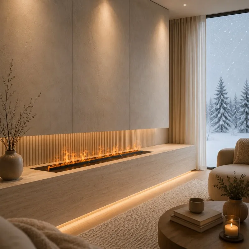 Recessed 3D Fog Electric Fireplace No Heating App Voice Control effect fire place mist technology firebox for Office Decor
