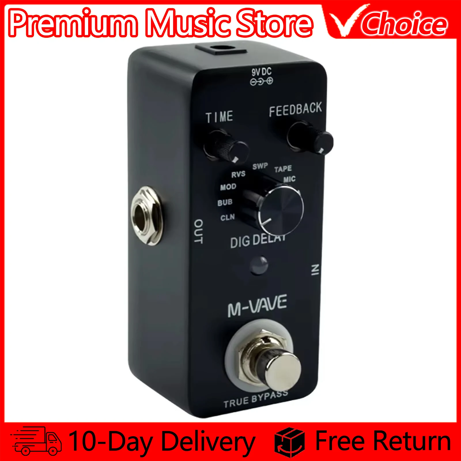 M-VAVE Electric Guitar Pedal DIG DELAY Effect Pedal 9 Delay Effect True Bypass Full Metal Shell Guitar Accessories & Parts