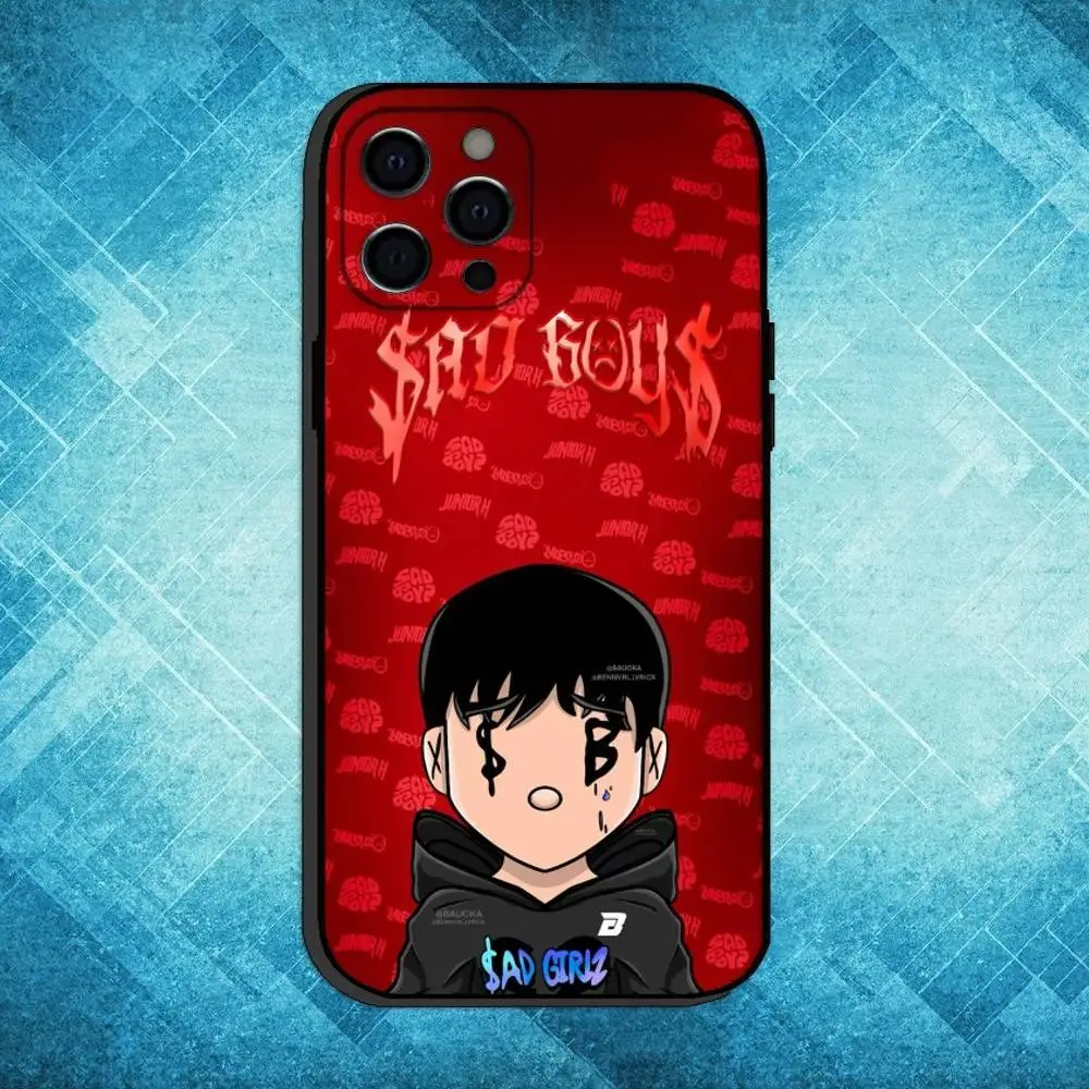 حافظة هاتف J-Junior H $AD BOYZ 4 LIFE لهاتف iPhone17,16,15,14,13,12,11 Plus، Pro Max غطاء أسود ناعم