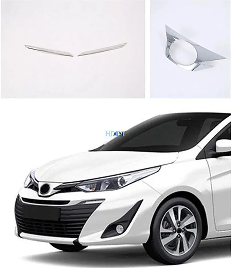 For Toyota VIOS/Yaris sedan 2019 2020 2021 ABS Chrome Car front standard frame Decoration Sticker Cover Trim car styling 3pcs