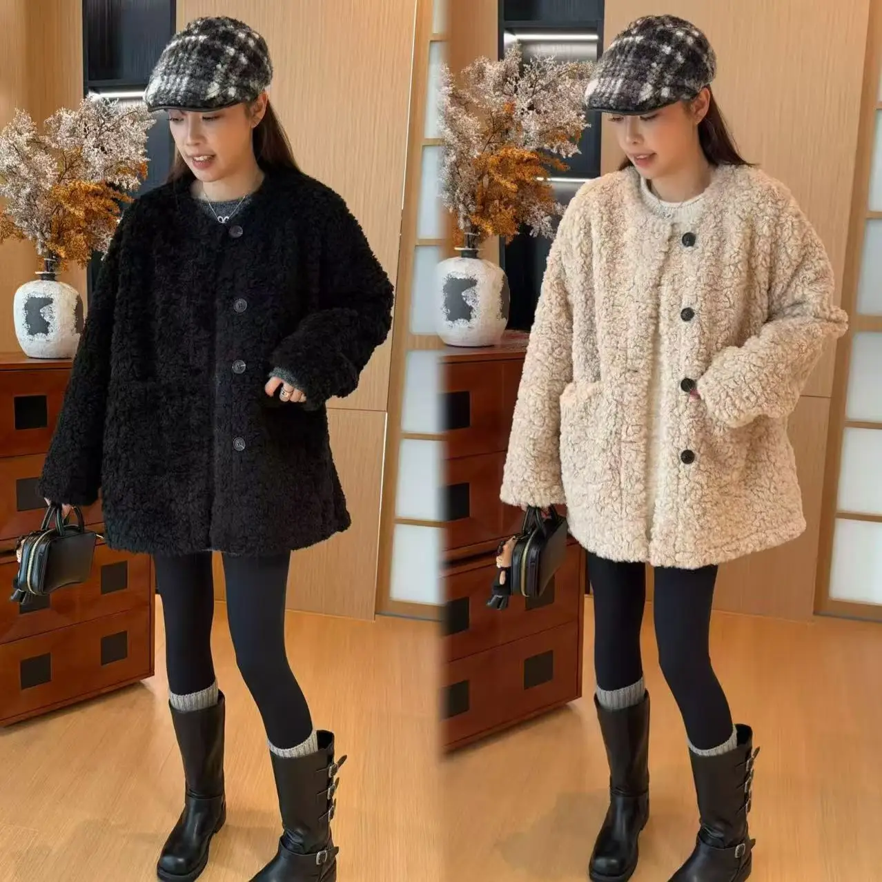 

Утепленное длинное меховое пальто свободного кроя, цельное, осенне-зимняя верхняя одежда, стройнящая модель от Sister Two