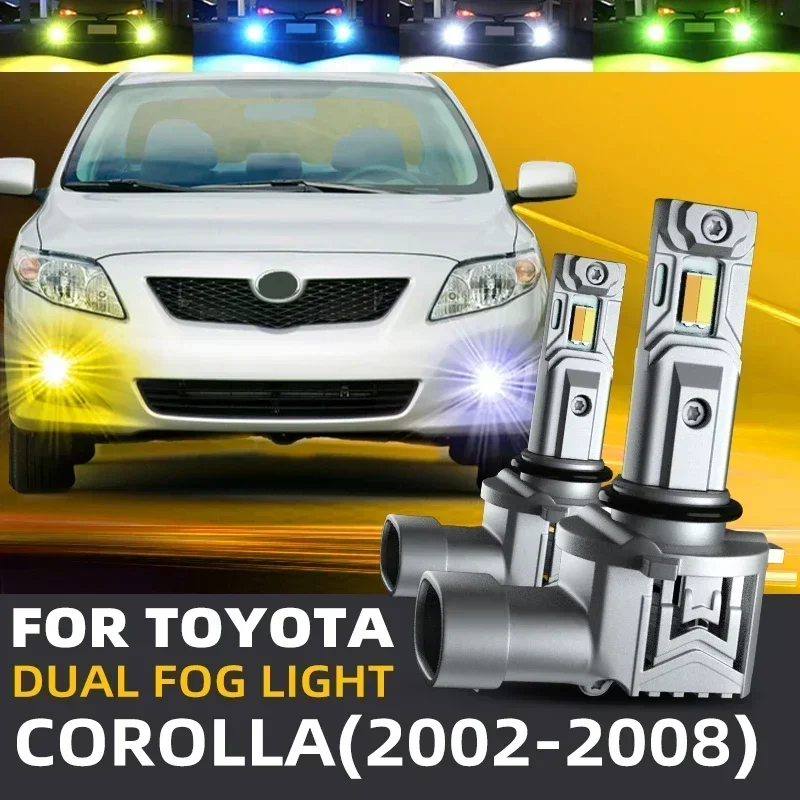2 uds bombillas LED de luces antiniebla delanteras para coche interruptor de colores duales para Toyota COROLLA Verso E120 E130 2002 2003 2004 2005 2006 2007 2008
