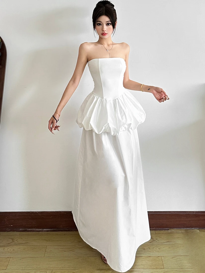 فستان سيسجولي الفاخر بتصميم الأميرات الكلاسيكي مع كشكشة وياقة هالتر، تنورة ساحرة بأسلوب إنس، طقم من قطعتين بخصر مجمع، فستان ط...