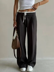 Mueyaruho 2025 Spring Summer Women Solid Office Trousers High Waist Loose Fit Pants Female