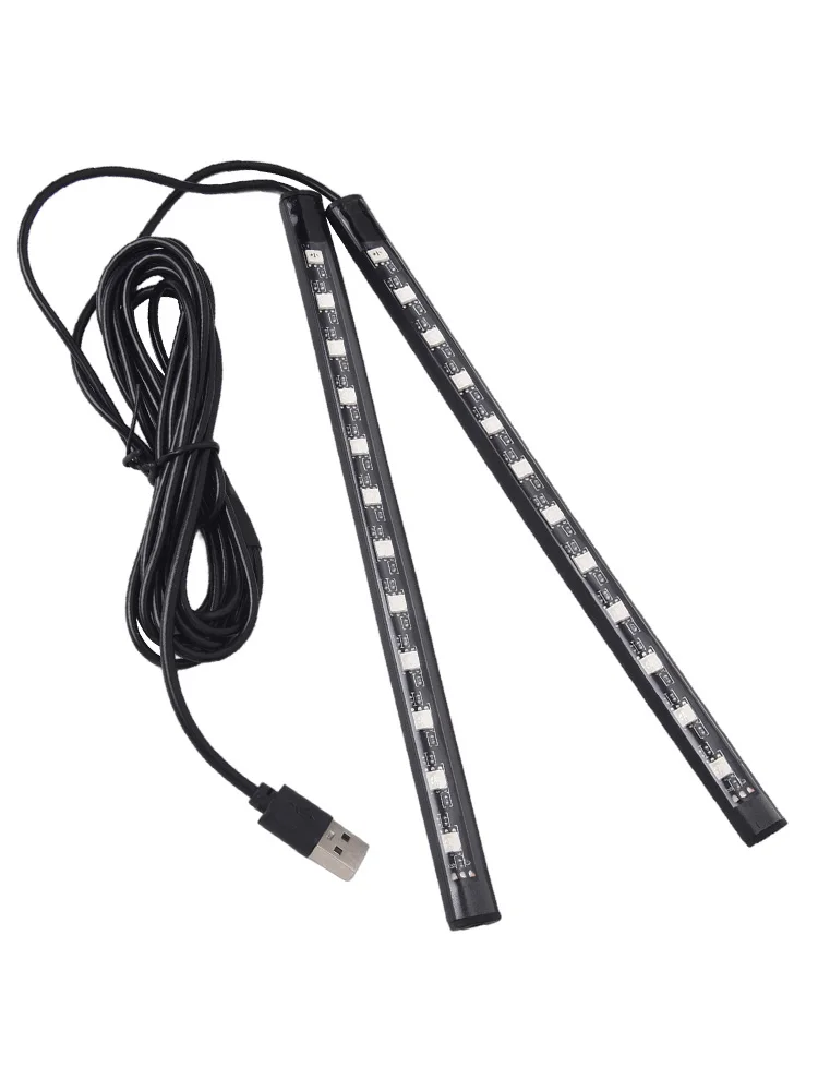 Practical LED Foot Light Strip Lamp 1.3 Meters*2 12V 4.8W Black+Transparent Blue Ice Blue Pink Purple Red SMD5050